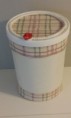 White on white wallpaper with plaid wallpaper trim-click on image to see it enlarged and to read a full description